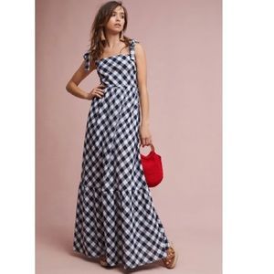 Anthropologie GIngham Tiered Maxi Dress BNWT